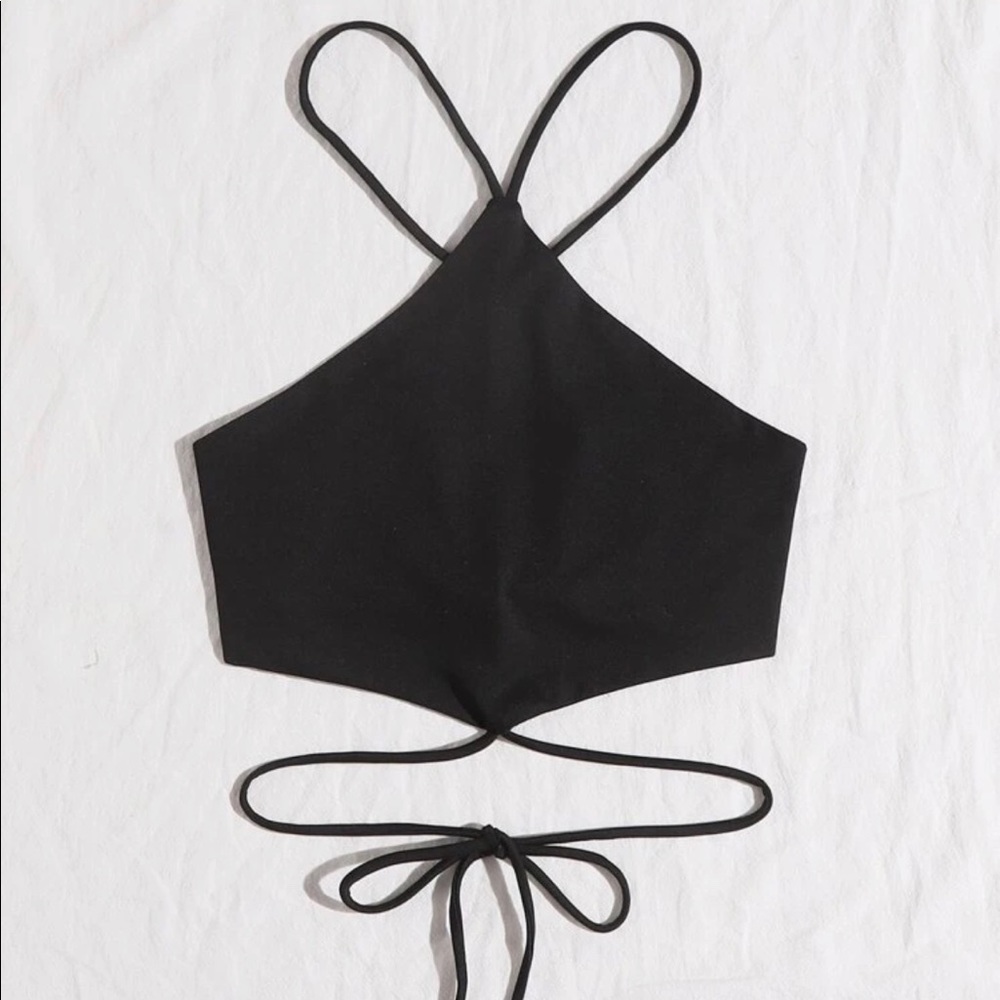 Crisscross neck halter top